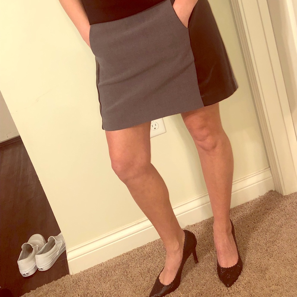 Kensie | leather paneled mini skirt size 6 - Picture 2 of 5